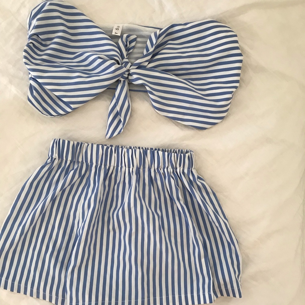 Zaful blue stripped set
